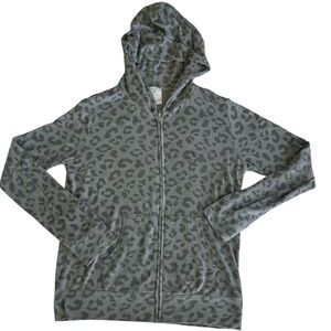 IVORY‎ ELLA Women’s Full-Zip Hoodie Dk/Light Gray Leopard Print Elephant Logo